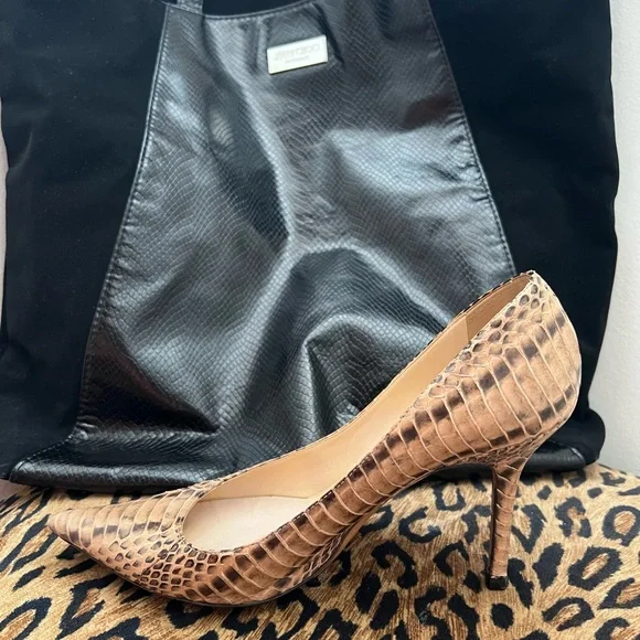 Jimmy Choo Brown Snakeskin Heels - Picture 3 of 6